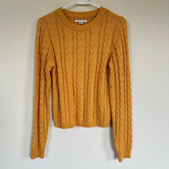 American Eagle Outfitters Sweaters - American Eagle Cable Knit Sweater Crew Neck Long Sleeve Yellow Womens SMALL